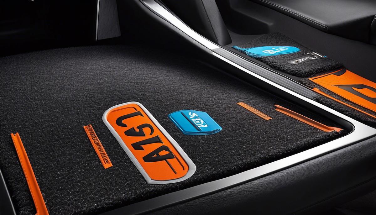 Image of different car floor mats displayed, showcasing the variety of choices available.