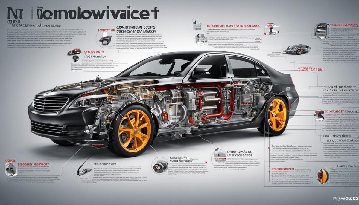 Image describing the functioning of a car, showing the various components and systems mentioned in the text.